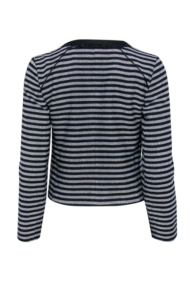 Current Boutique-J.Crew - Grey & Black Striped Jacket w/ Metallic Trim Sz 2