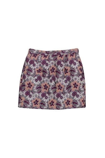 Current Boutique-J.Crew Collection - Pink Metallic Floral Miniskirt Sz 0