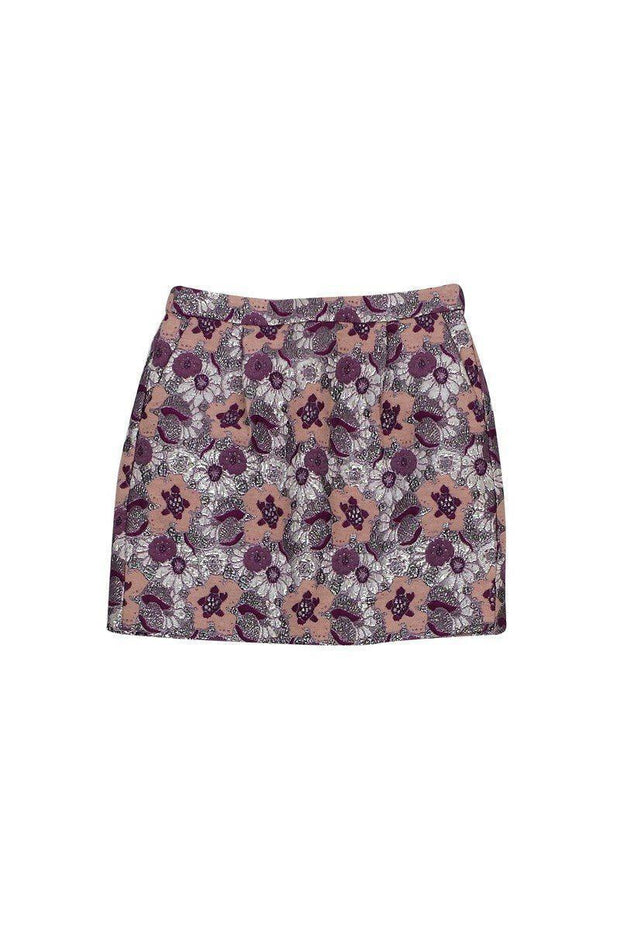 Current Boutique-J.Crew Collection - Pink Metallic Floral Miniskirt Sz 0