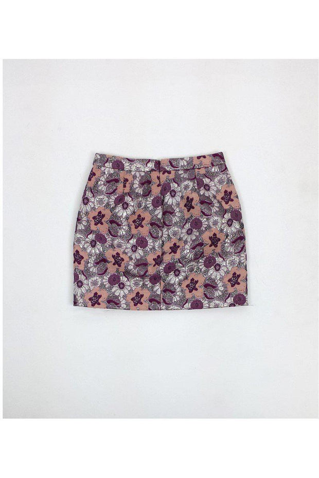 Current Boutique-J.Crew Collection - Pink Metallic Floral Miniskirt Sz 0