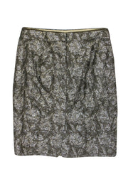 Current Boutique-J.Crew Collection - Olive Green Metallic Floral Skirt Sz 6