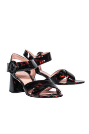 Current Boutique-J.Crew - Brown Tortoise Shell Patent Leather Block Heel Sandals w/ Buckle Sz 6.5