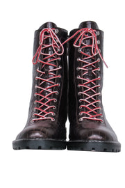 Current Boutique-J.Crew - Brown Croc Embossed Lace Up Boots Sz 12
