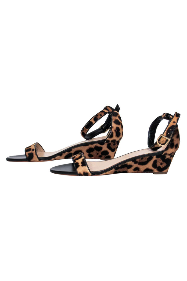 Current Boutique-J.Crew Collection - Tan & Black Leopard Print Calf Hair Wedges Sz 8.5