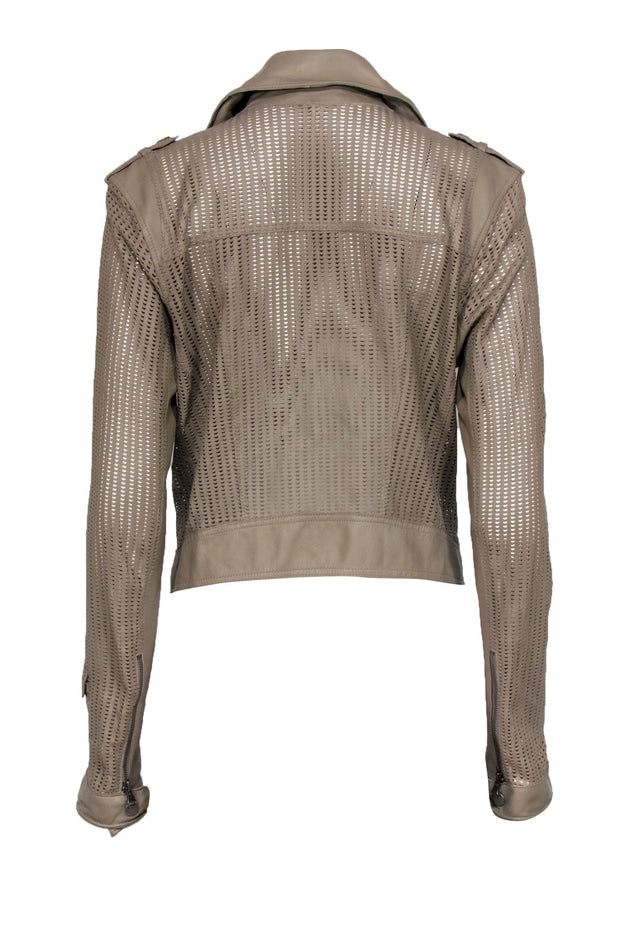 Current Boutique-Jackett - Beige Perforated Leather Motto Jacket Sz M