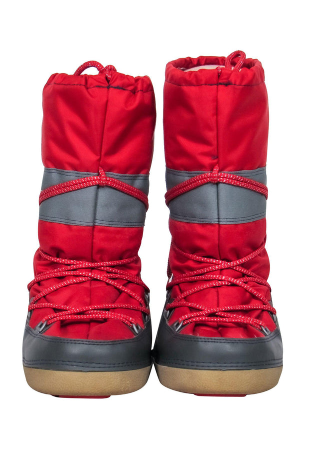 Current Boutique-Marc Jacobs - Red & Gray Lace-Up Chunky Moon Boots Sz M