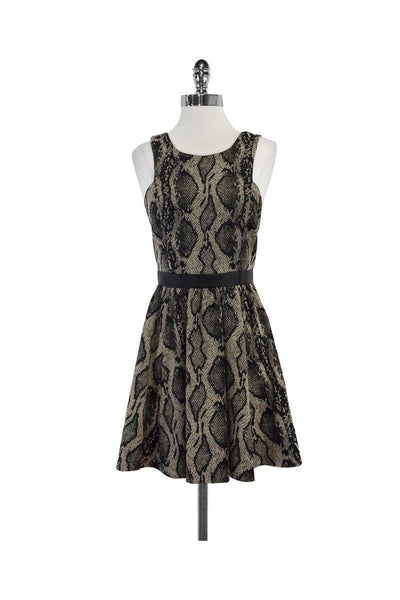 Current Boutique-Jay Godfrey - Black & Tan Snakeskin Print Sleeveless Dress Sz 2