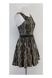 Current Boutique-Jay Godfrey - Black & Tan Snakeskin Print Sleeveless Dress Sz 2