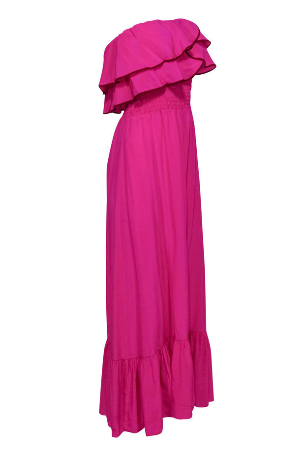 Current Boutique-Jay Godfrey - Bright Fuchsia Strapless Silk Maxi Dress Sz 6