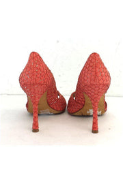 Current Boutique-Jean-Michel Cazabat - Coral Snakeskin Peep Toe Heels Sz 7