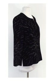 Current Boutique-Jean Muir - Black & Silver Wisp Print Jacket Sz 10