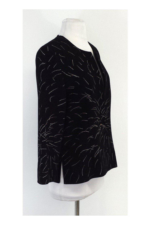 Current Boutique-Jean Muir - Black & Silver Wisp Print Jacket Sz 10