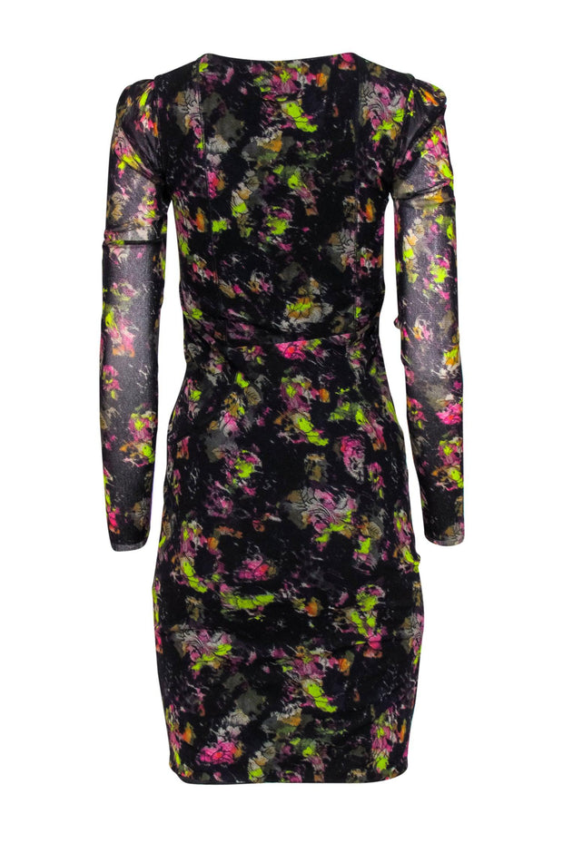 Current Boutique-Jean Paul Gaultier Soleil - Black Floral Mesh Scoop Neck Bodycon Dress Sz S