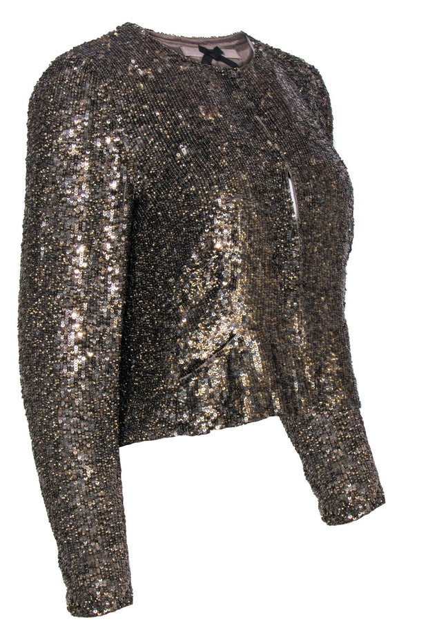 Current Boutique-Jigsaw - Golden Sequined Crop Jacket Sz S