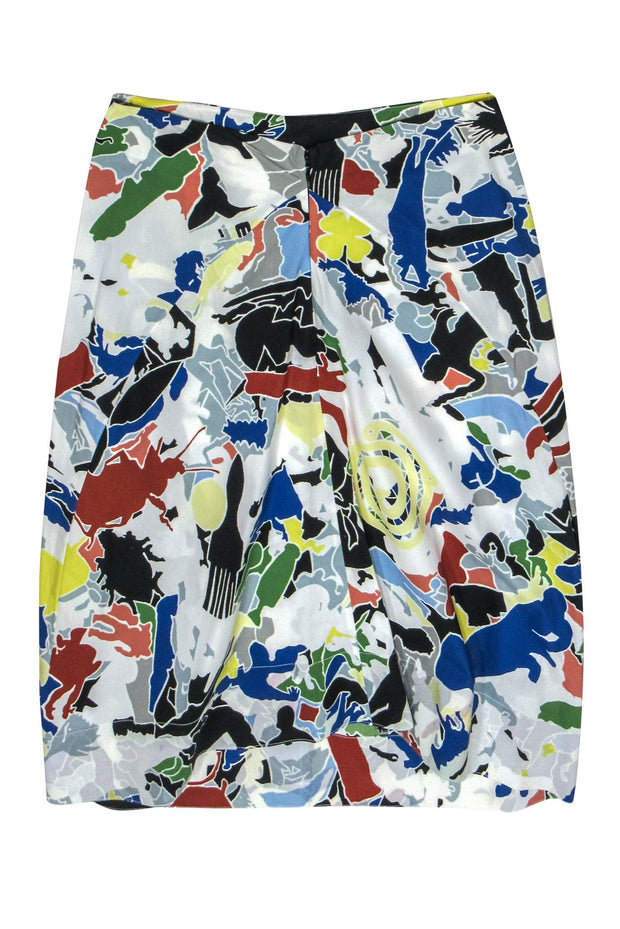 Current Boutique-Jil Sander - Multicolor Abstract Printed Cotton Skirt Sz 2