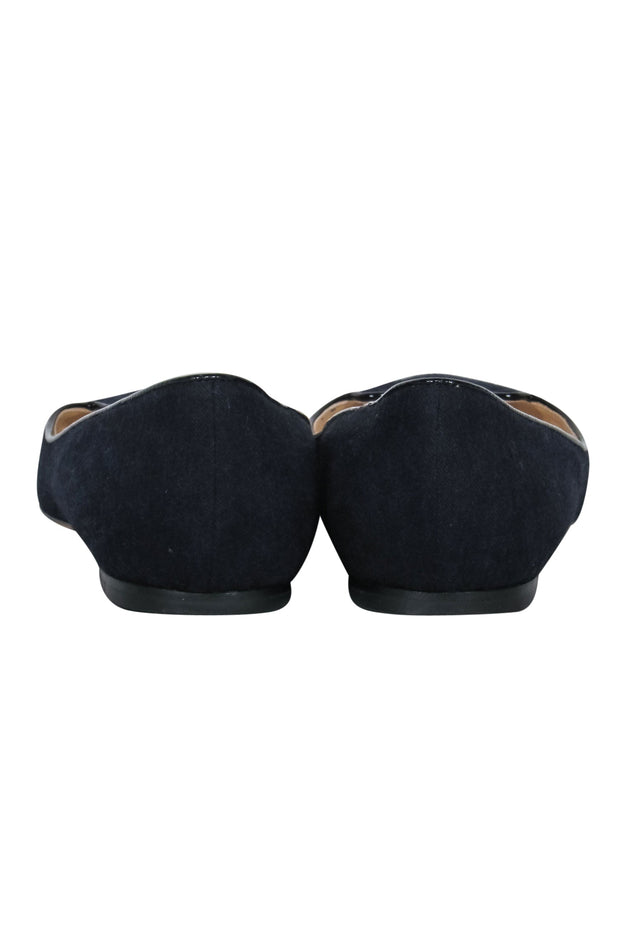 Current Boutique-Jimmy Choo - Dark Navy Felt Pointed Toe Ballet Flats Sz 6.5