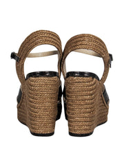 Current Boutique-Jimmy Choo - Pewter Faux Snakeskin Metallic Woven Wedges Sz 9