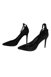 Current Boutique-Joie - Black Suede Anklewrap Pumps Sz 8