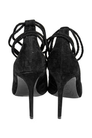 Current Boutique-Joie - Black Suede Anklewrap Pumps Sz 8