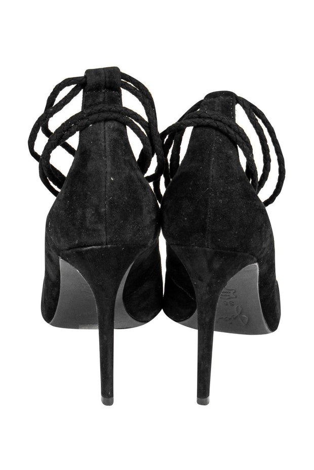 Current Boutique-Joie - Black Suede Anklewrap Pumps Sz 8