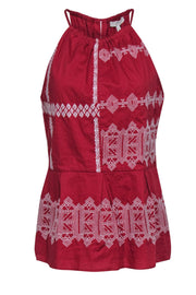 Current Boutique-Joie - Brick Red Cotton Embroidered Tank Sz 10