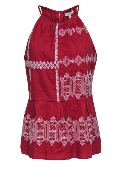 Current Boutique-Joie - Brick Red Cotton Embroidered Tank Sz 10