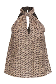 Current Boutique-Joie - Beige Twisted Neckline Keyhole Cotton Blend Tank Sz XS