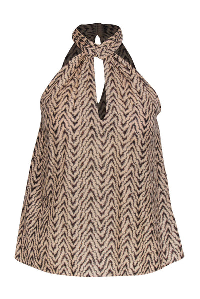 Current Boutique-Joie - Beige Twisted Neckline Keyhole Cotton Blend Tank Sz XS