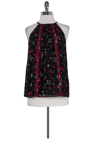 Current Boutique-Joie - Black Floral Halter Tank Top Sz XS