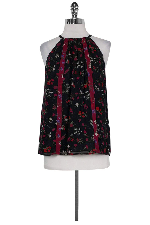 Current Boutique-Joie - Black Floral Halter Tank Top Sz XS
