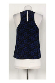 Current Boutique-Joie - Black & Navy Floral Print Silk Top Sz XS