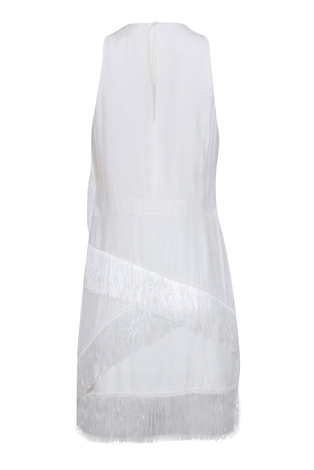 Current Boutique-Joie - Ivory Sleeveless Fringe Hem Mini Dress Sz 8