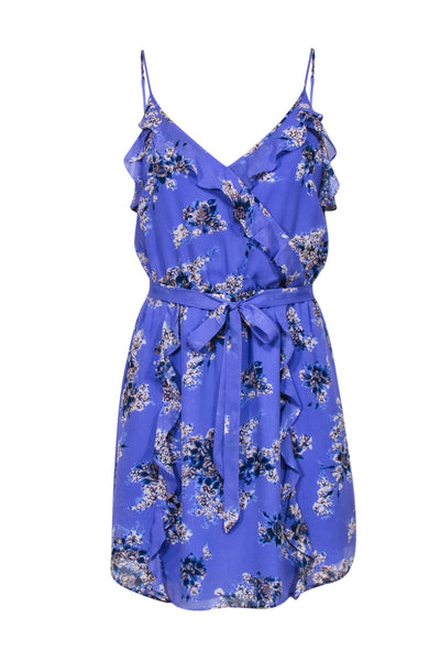 Current Boutique-Joie - Periwinkle Floral Print Sleeveless Dress w/ Ruffles Sz M