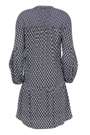 Current Boutique-Joie - Black & White Floral Print Long Sleeve Button-Up Drop Waist Dress Sz S