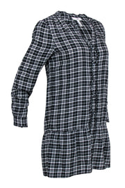 Current Boutique-Joie - Black & White Plaid Long Sleeve Mini Dress Sz S