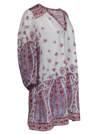 Current Boutique-Joie - Red, White & Blue Paisley Print Silk Shift Dress Sz S