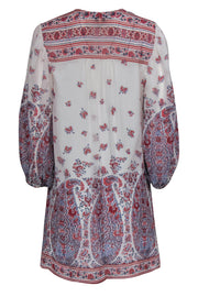 Current Boutique-Joie - Red, White & Blue Paisley Print Silk Shift Dress Sz S
