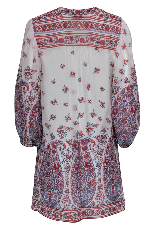 Current Boutique-Joie - Red, White & Blue Paisley Print Silk Shift Dress Sz S