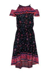 Current Boutique-Joie - Black Floral Print Dress w/ Thin Straps & Flowy Ruffles Sz XS