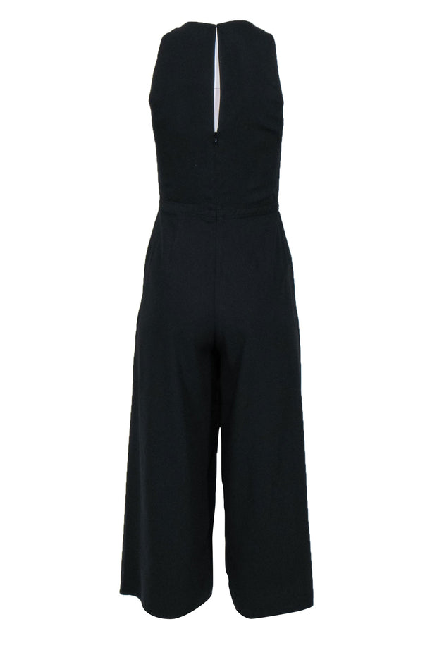 Current Boutique-Joie - Black Wide-Leg Skirt-Style Tie Waist Jumpsuit Sz 0