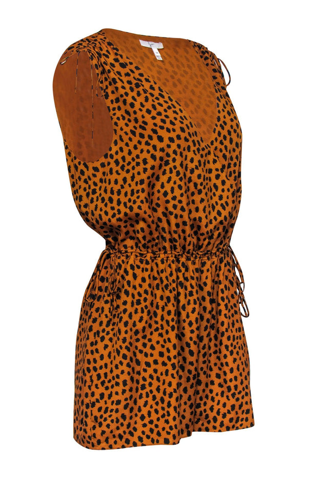 Current Boutique-Joie - Dark Orange & Black Leopard Print Sleeveless Romper Sz M