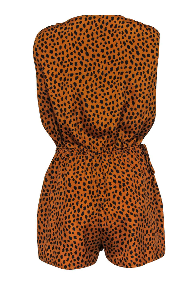 Current Boutique-Joie - Dark Orange & Black Leopard Print Sleeveless Romper Sz M