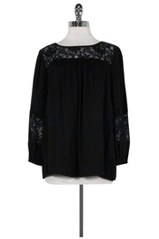 Current Boutique-Joie - Black Lace Yoke Blouse Sz M