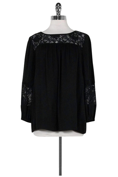 Current Boutique-Joie - Black Lace Yoke Blouse Sz M