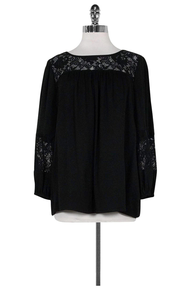 Current Boutique-Joie - Black Lace Yoke Blouse Sz M