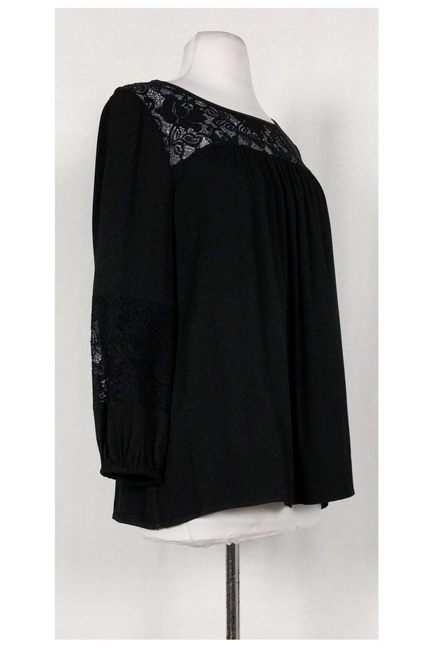Current Boutique-Joie - Black Lace Yoke Blouse Sz M