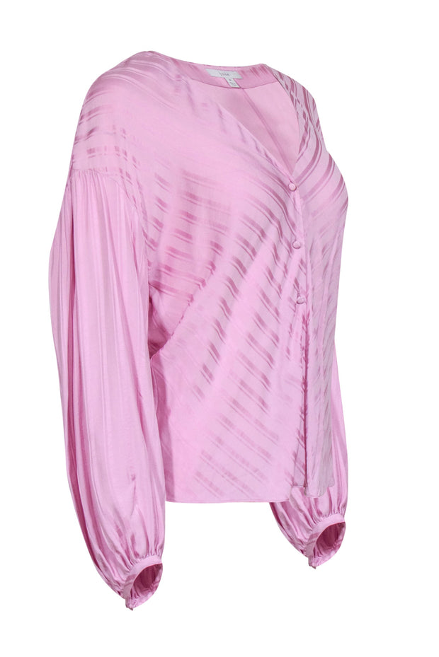 Current Boutique-Joie - Pink Lavender Balloon Blouse w/ Front Buttons Sz M