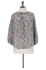Current Boutique-Joie - Animal Print Grey, White & Peach Top Sz S