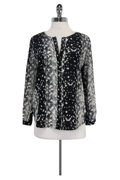 Current Boutique-Joie - Black Animal Print Blouse Sz S