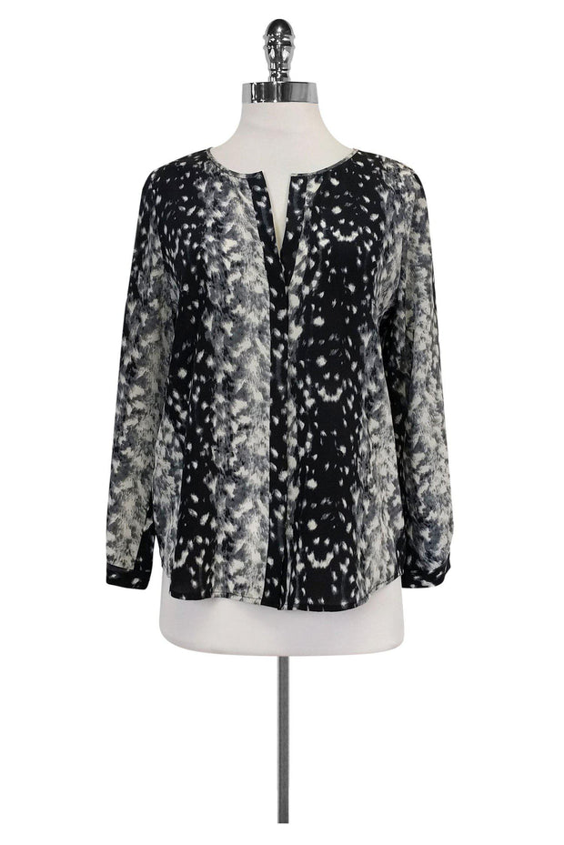 Current Boutique-Joie - Black Animal Print Blouse Sz S
